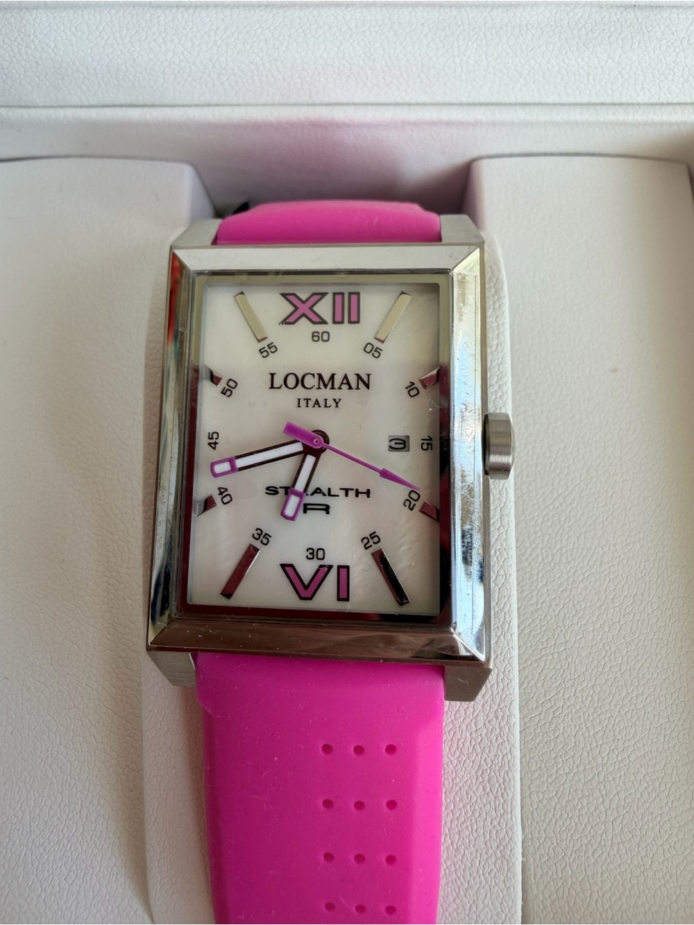 💗 NWT Locman Italy Stealth R 44mm Pink Mother-of-Pearl Y2K Statement Watch